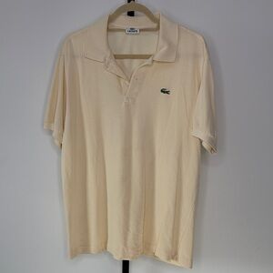 Lacoste Cream Polo Shirt Classic Crocodile Logo Size 6 (L)